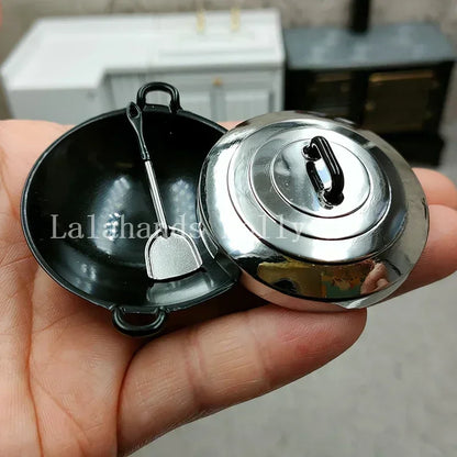 Dollhouse Miniature Kids Furniture Items Mini Alloy Hearth/Gas burner/Pan/Pot Set Kitchen Toys Kitchen Furniture Accessories