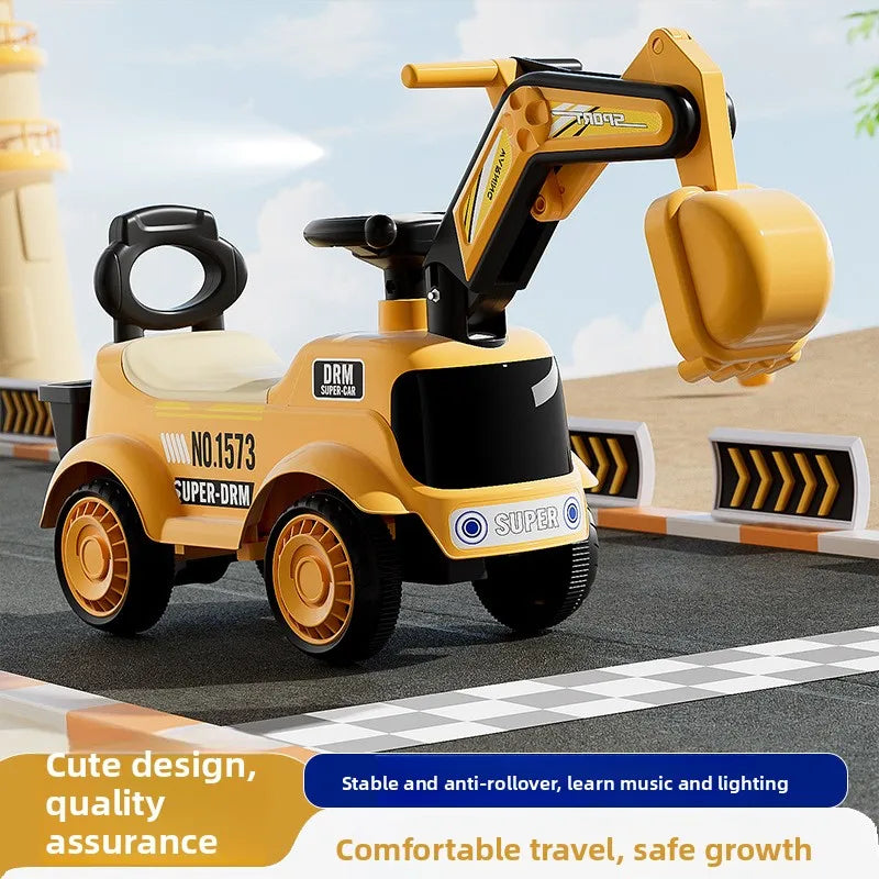 Kids Excavator Rideable Push Car Construction Toy Boys Girls Babies Children's Excavator Scooter Wiggle Car Toys