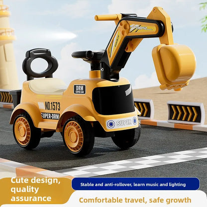 Kids Excavator Rideable Push Car Construction Toy Boys Girls Babies Children's Excavator Scooter Wiggle Car Toys