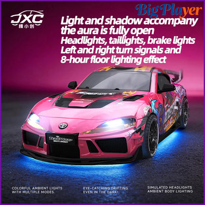 JXC 1:43 Mini 4WD RC Drift Car Supra SP4301 2.4GHz Remote Control with Gyroscope Adjustable Speed Cool LED Light Toy Gift