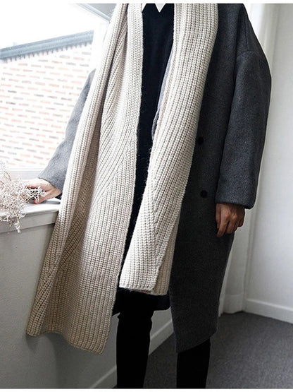 Mauroicardi Autumn Winter Loose Casual Grey Black Soft Warm Woolen Cocoon Coat Men Lapel Double Breasted Korean Fashion 2022