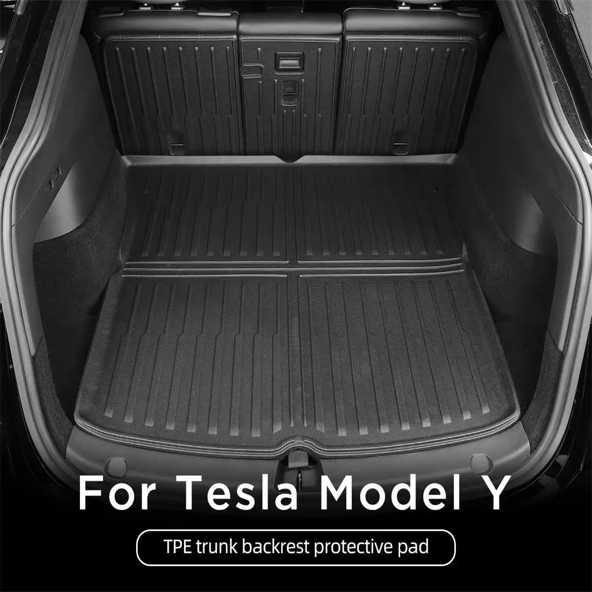 LUCKEASY for Tesla Model Y Launch Juniper 2025 2026 Rear Trunk Seat Backrest Cushion Anti-Kick Mat Car TPE Trunk Protection Pad
