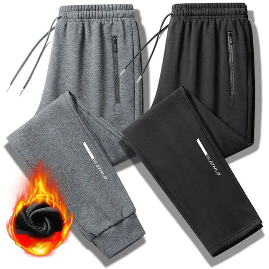 Men Joggers Cotton Warm Plus Size Pants Winter Fleece Lined Thick Warm Sports Pants Outdoor Loose Long Thicken Fleece Sweatpants