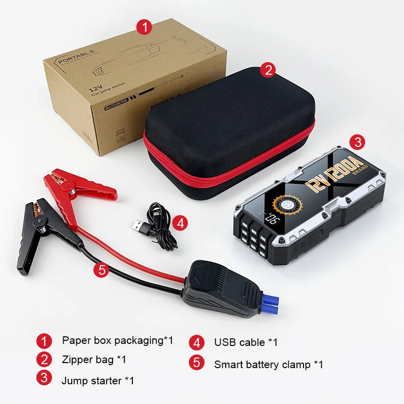 CEYYOR 12V 1200A Portable Jump Starter Car Battery,Booster Starting Device for 3.5L Petrol 2.0L Diesel Car For Auto Motorcycle