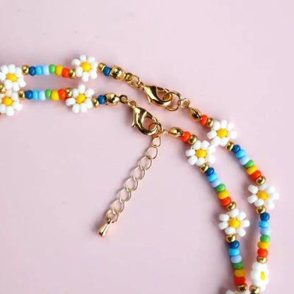 Custom Name or Word Necklace  Handmade Colorful Daisy Necklaces  Unique Personalized Rainbow Gift  Gift for Girls  Glasses Chain