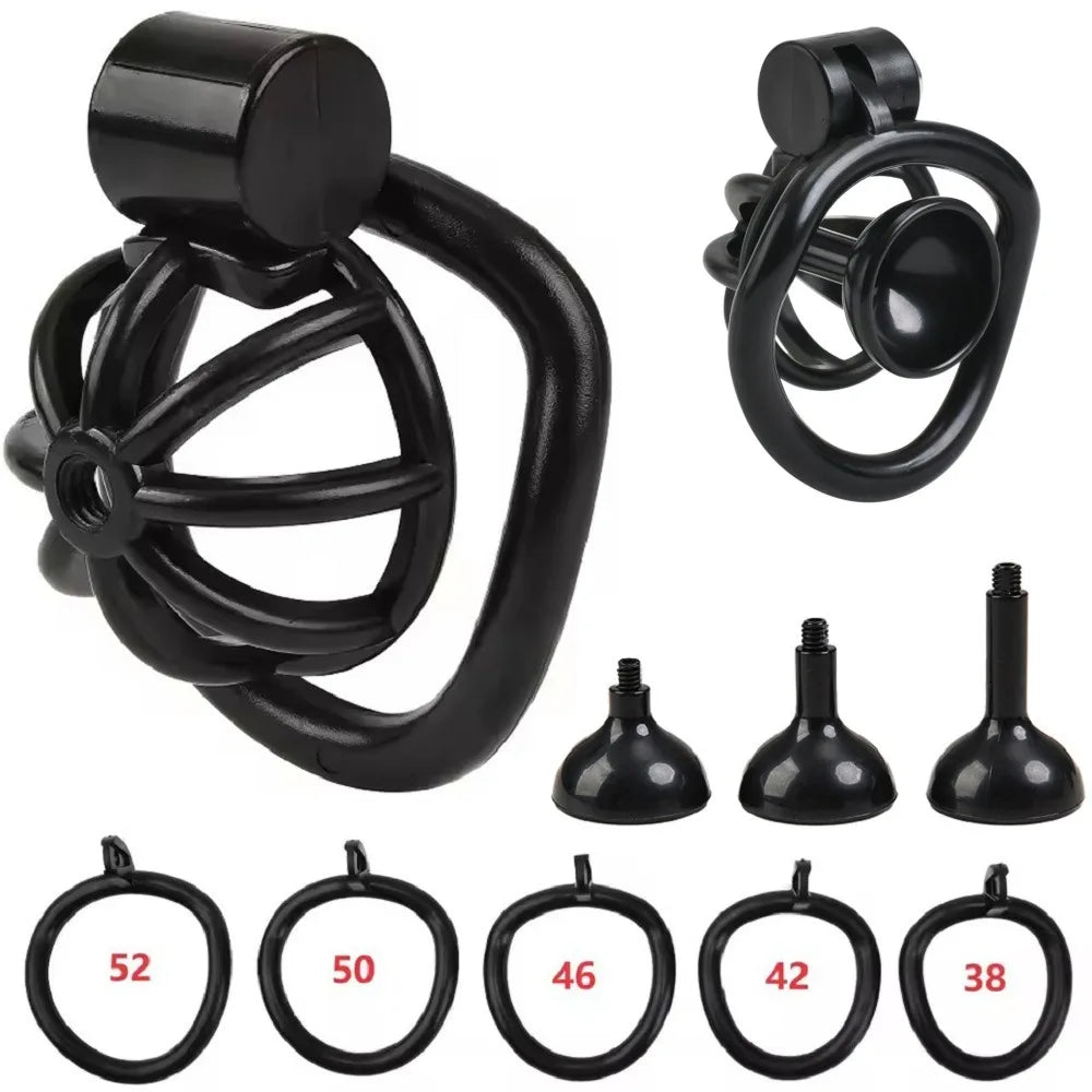 2026 Male Penis Chastity Cage Set Small Chastity Cage 5 Cock Rings With Urethral Sound Plug Penis Bondage Slave Man Sex Toy