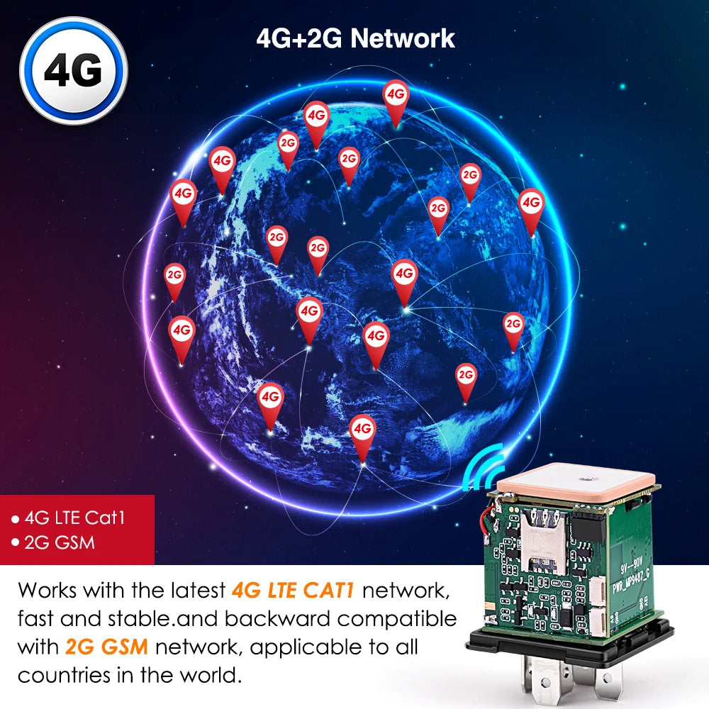 Hidden Relay 4G GPS Tracker Towed Move Tracking Car Vehicle Cut Off Oil ACC Monitor Locator  SMS Call Alarm Anti-theft System