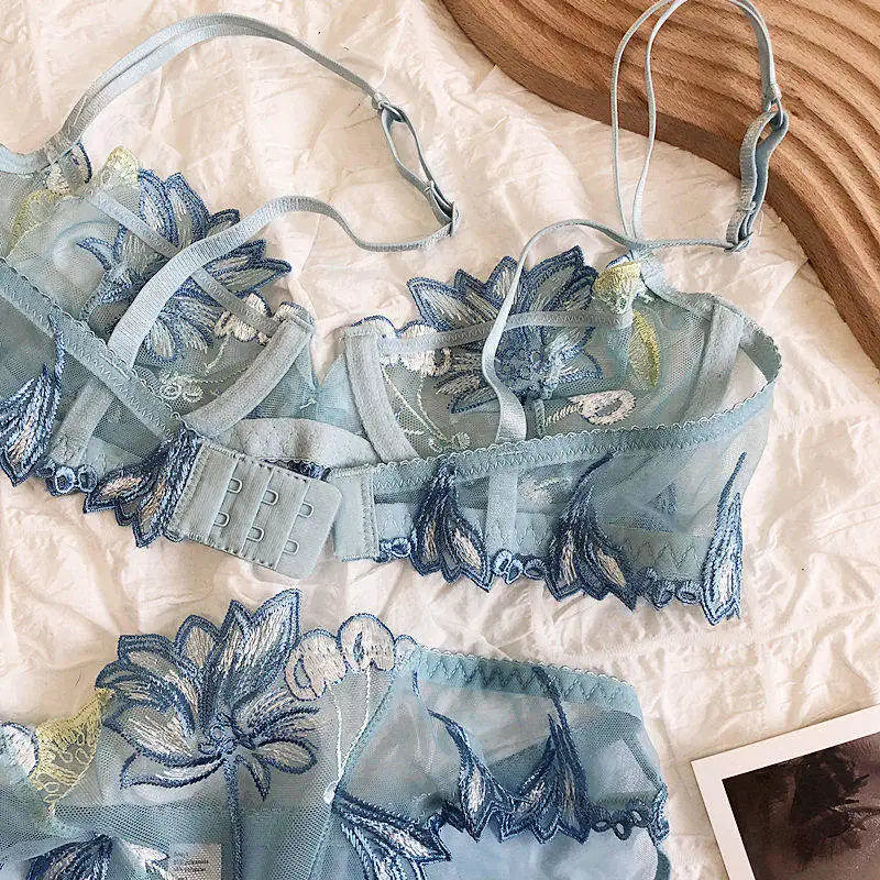 Sexy French Ultra Thin Lace Embroidery Underwire Bra Summer Minimizer Full Coverage Slimming For Busty Women Daily Wear 32-38ABC