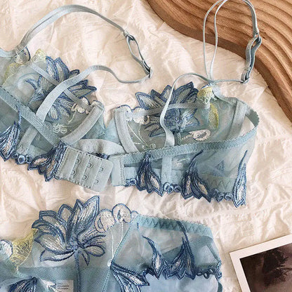 Sexy French Ultra Thin Lace Embroidery Underwire Bra Summer Minimizer Full Coverage Slimming For Busty Women Daily Wear 32-38ABC