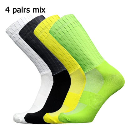 4 Pairs/Set Anti Slip Silicone Summer Socks Mixed Color Cycling Socks for Men and Women Cycling Sports Running Socks