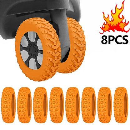 8Pcs Thicken Texture Silicone Wheels Protector Travel Luggage Caster Shoes Reduce Noise Wheels Guard Cover Luggage Accessories