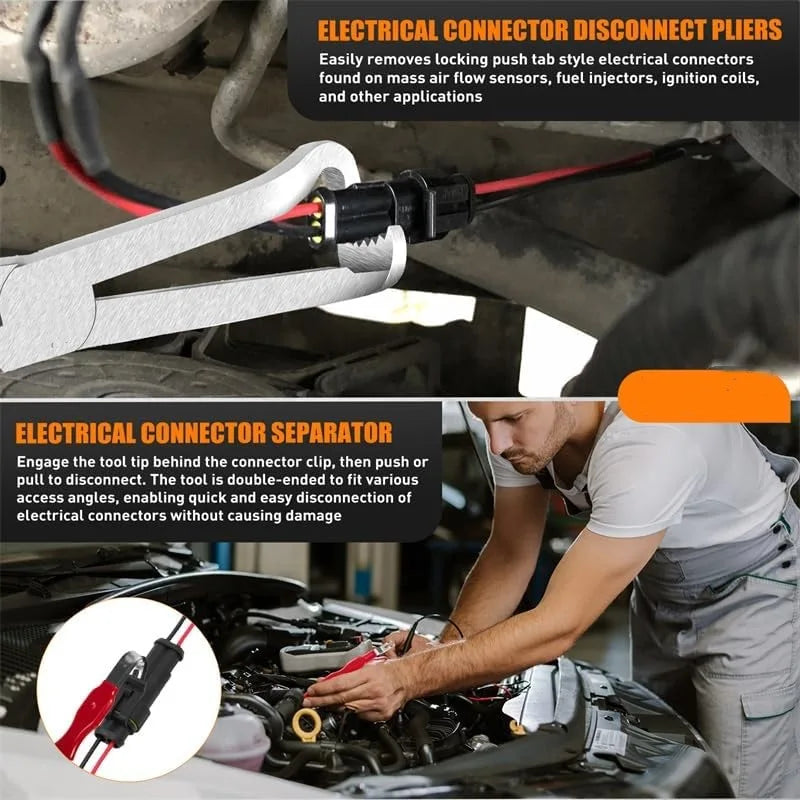 3-piece Automotive Electrical Connector Disconnect Pliers Set, Fuel Line Separator, and Wire Harness Angled Wire Cutter Removal