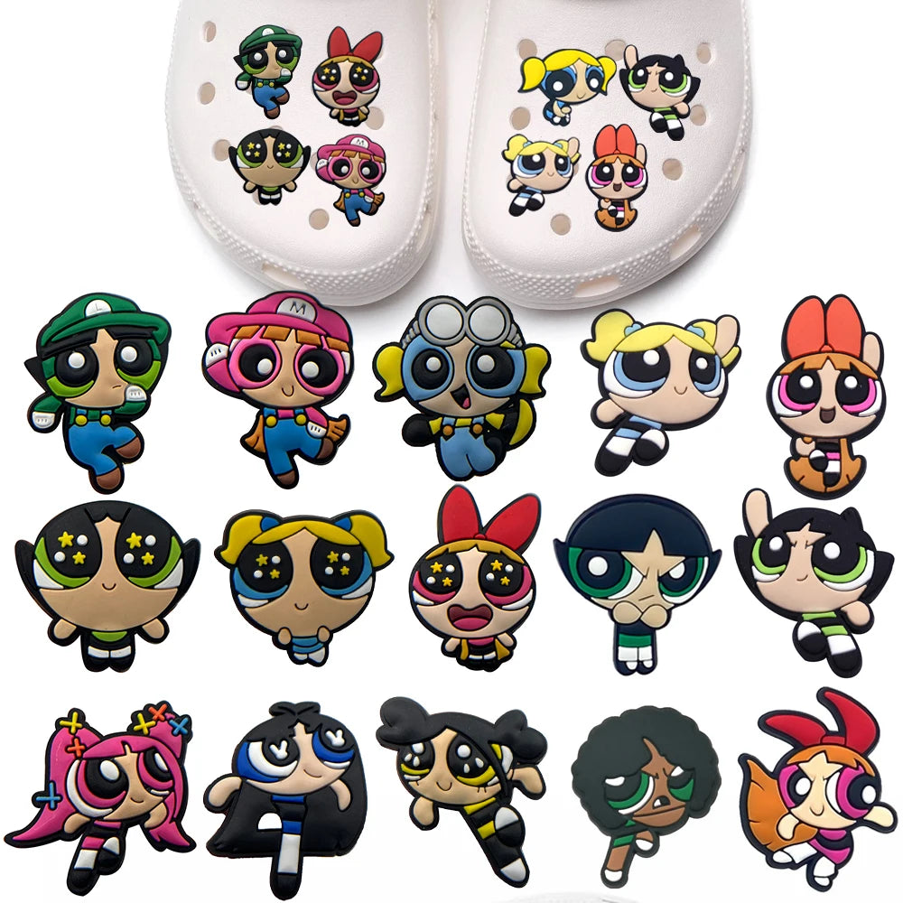 9-100Pcs Hot Toys Cartoon Series Shoe Charms For Clog Sandals,Shoe Decoration Accessories Buckle For Girl Kids Gifts