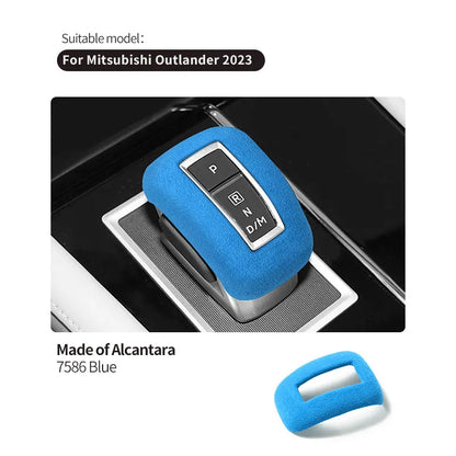 Made of Alcantara For Mitsubishi Outlander 2023 Car Gear Shift Boot Cover Trim Sticker Anti Scratch Interior Tuning Accessories