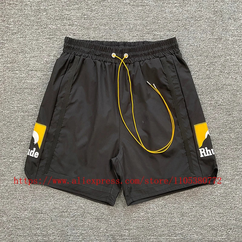 New Arrival RHUDE Print Casual Shorts Loose Street Shorts with Pockets Men's High Quality Shorts