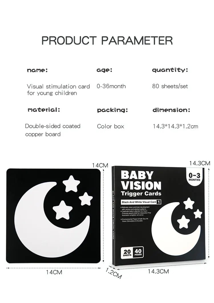 Black and red visual early education card for newborns, visual stimulation of color cognition, flashing new children's early edu