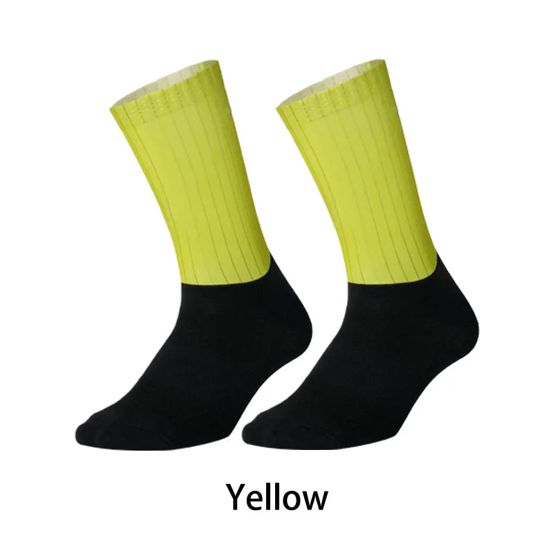 Cycling Slip Anti Silicone Summer Whiteline Aero Socks Socks Men Bicycle Sport Running Pure Color Bike Socks Calcetines Socks