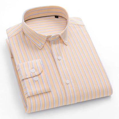 Fashion Korean Popular Clothes 100% Cotton Striped Long Sleeve Shirts for Man Casual Plain Shirt Trends Designer Tops