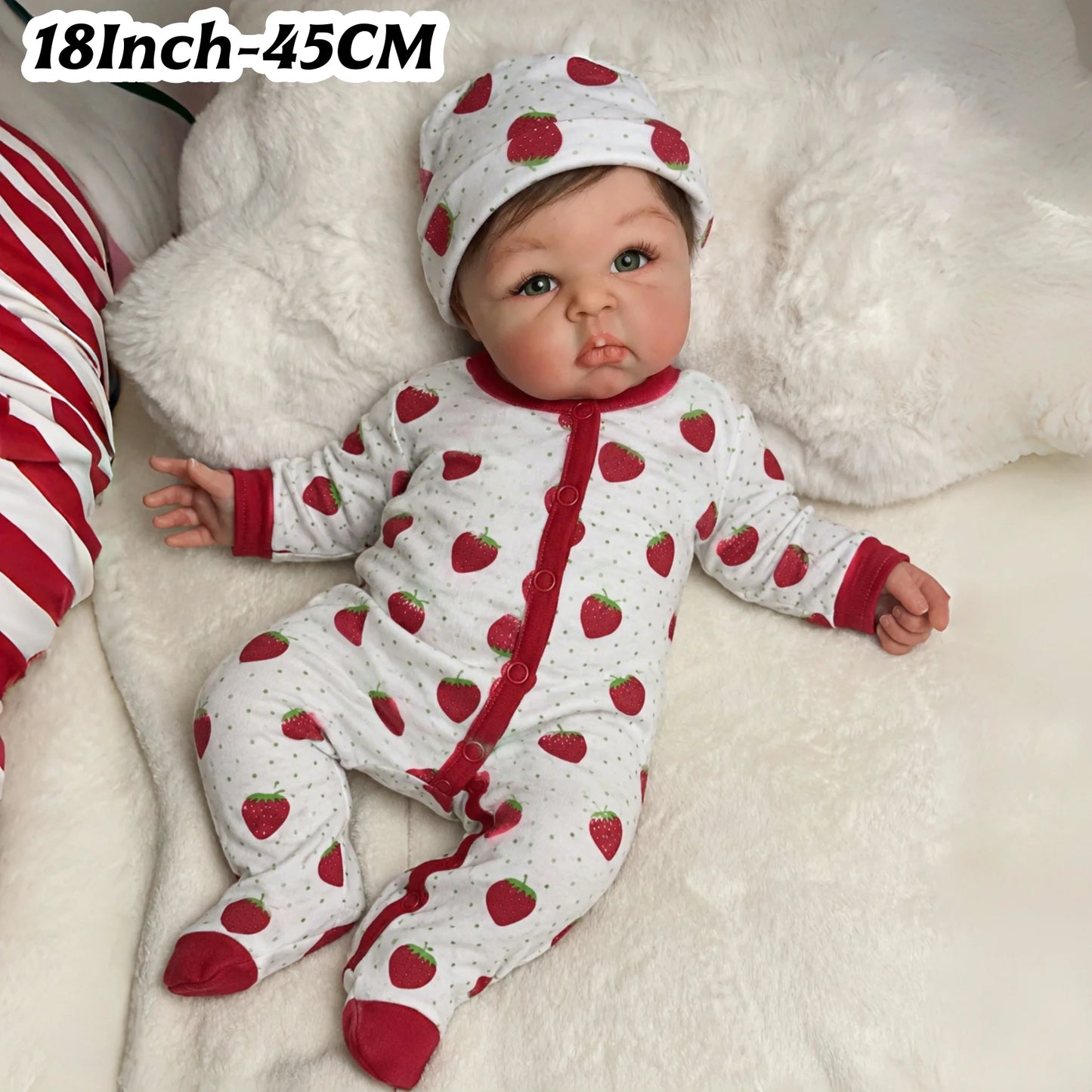 45CM Silicone Girl Doll With Hair Already Painted New Design Open Mouth reborn de silicona doll As Gift For Daughter's Birthday