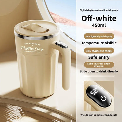 400ML Automatic Stirring Cup Rechargeable Coffee Electric Mixer 316 Stainless Steel Rotating Mug Milk Magnetic Mixing Cup   USB