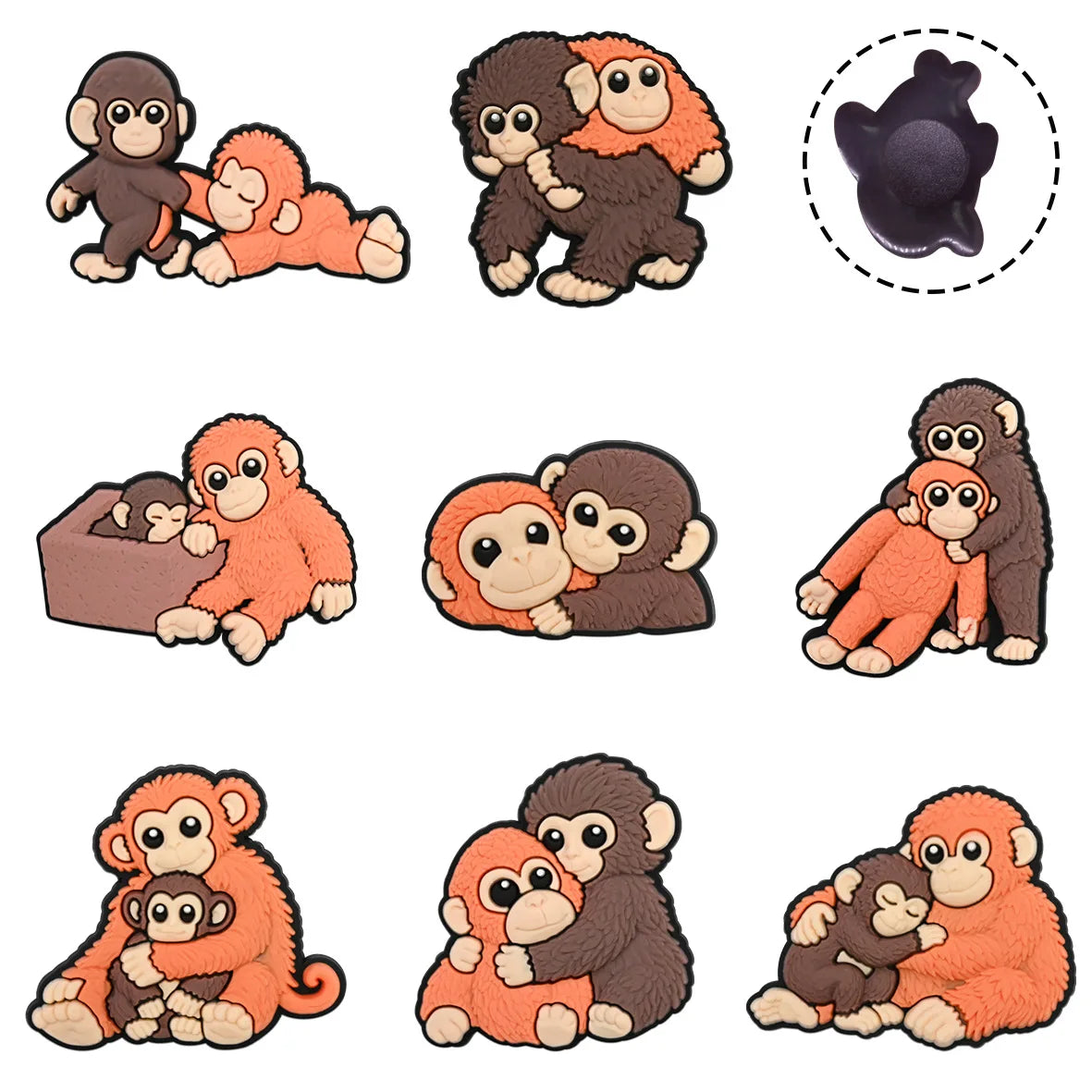Monkey Family Croc Charms Set, Cute Gorilla Family Shoe Decorations, DIY Shoe Pins  Perfect Gift for Animal Lovers