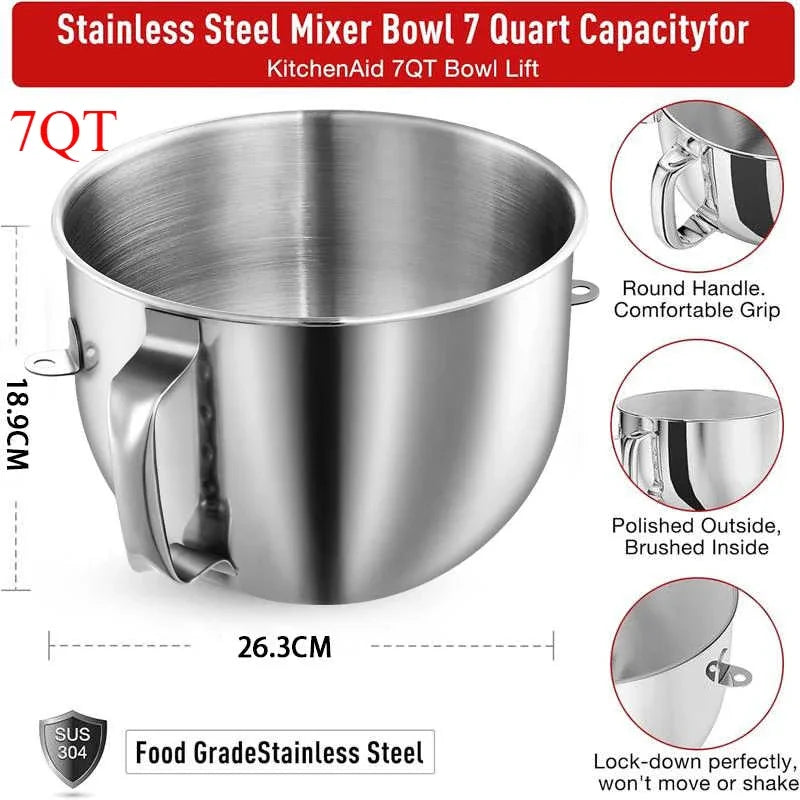 For Kitchenaid5 6 7 Quart Mixer Aid Attachment Parts AccessoriesStand Mixer Wire Whip& Dough Hook&Mixer Aid Paddle