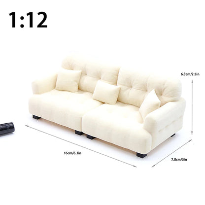 1/12 1/20 1/25 Dollhouse Simulation Flocking Sofa Model Mini Living Room Furniture Doll Decoration Accessories Pretend Play Toys
