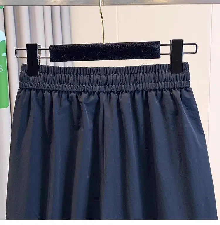 Casual Ice Silk Quick Dry Nine-Piece Flower Bud Pants Women Summer Thin Loose High Waist Draping Lantern Pants