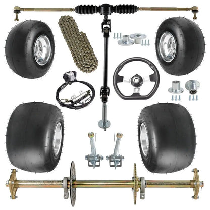 TDPRO 32" Racing Go Kart Rear Axle Kit 5" Wheels Front Steering Brake ATV Quad Go Cart