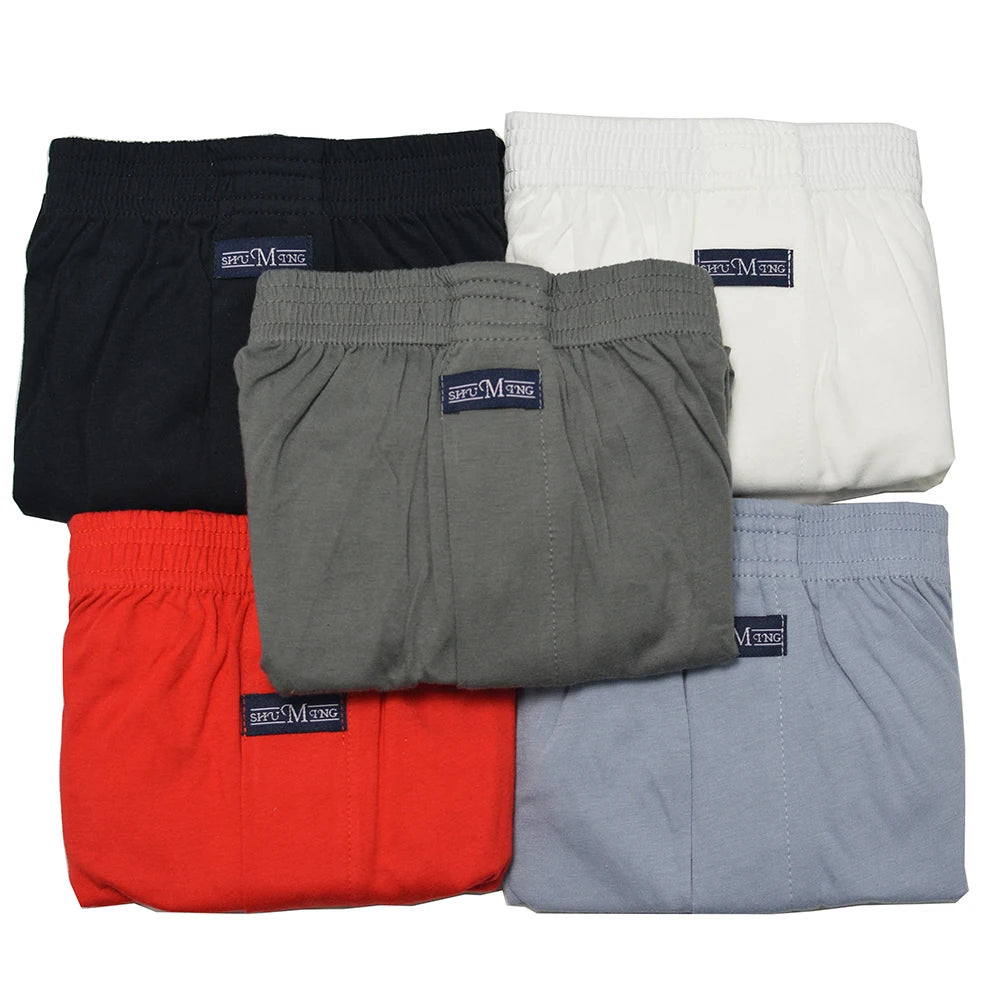 5PCS/Pack 100% Cotton Men Solid Pajama Pants Casual Elastic Waist Sleeping Shorts 3D Crotch Bottoms Breathable Pijama Hombre