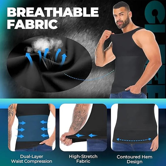 Slimbelle Compression Vest Men Tummy Control Shapewear Double Layer Cool Farbic Vest Slimming Sleeveless Body Shaper Underwear