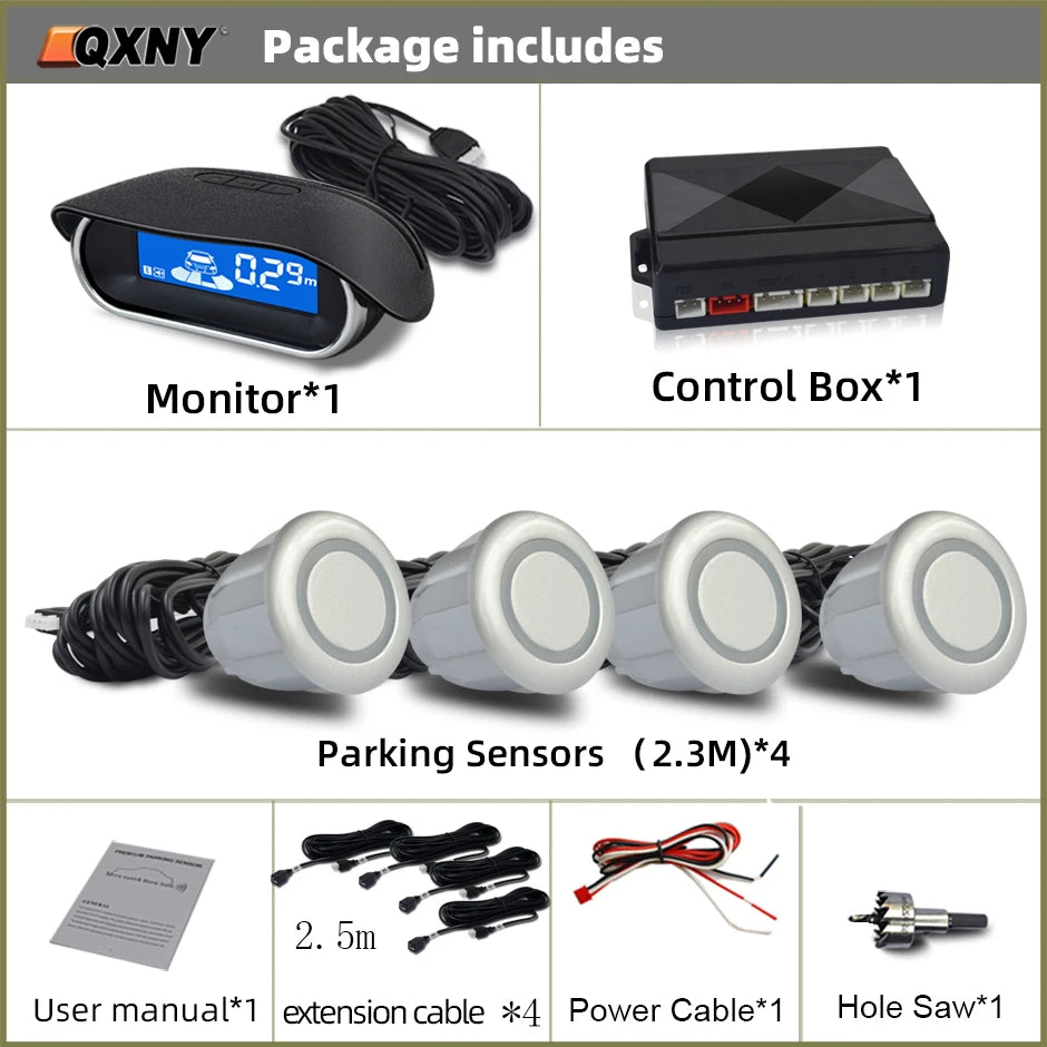 Car Front Parking Sensor Kit Auto Parktronic Assistant System LCD Monitor Buzzer Voice Volume Can be Adjusted  Vehicle Universal