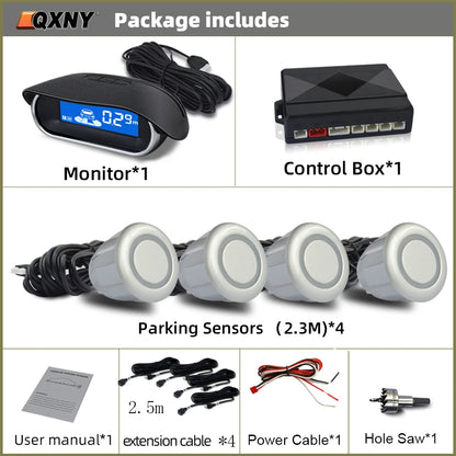 Car Front Parking Sensor Kit Auto Parktronic Assistant System LCD Monitor Buzzer Voice Volume Can be Adjusted  Vehicle Universal