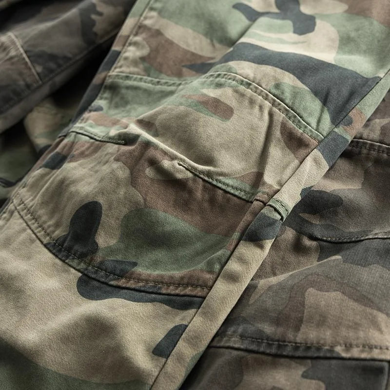 Pure Cotton Camouflage Workwear Trousers Men's Loose Fit Multi-Pocket Wear-Resistant Autumn Winter Fashion Brand Long Pants