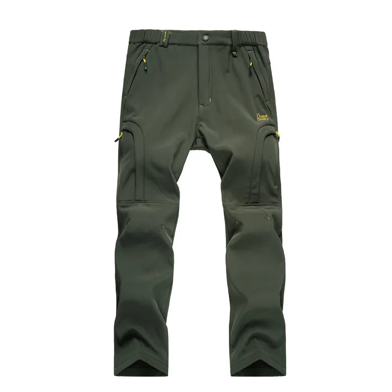 Men's Waterproof Hiking Pants Outdoor Fleece Lined Snow Ski Pants Winter Softshell Snowboard Pants