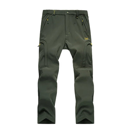 Men's Waterproof Hiking Pants Outdoor Fleece Lined Snow Ski Pants Winter Softshell Snowboard Pants