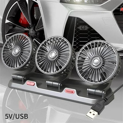 5V 12V 24V Car Cooling Fan 360° Adjustable Dual Head Air Fan USB 2Speeds Automotive Electric Fan For Dashboard RV Truck