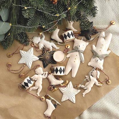 Aizulhomey Metal Christmas ornaments double-sided hand painted iron pendant christmas tree decoration gifts arts handicraft