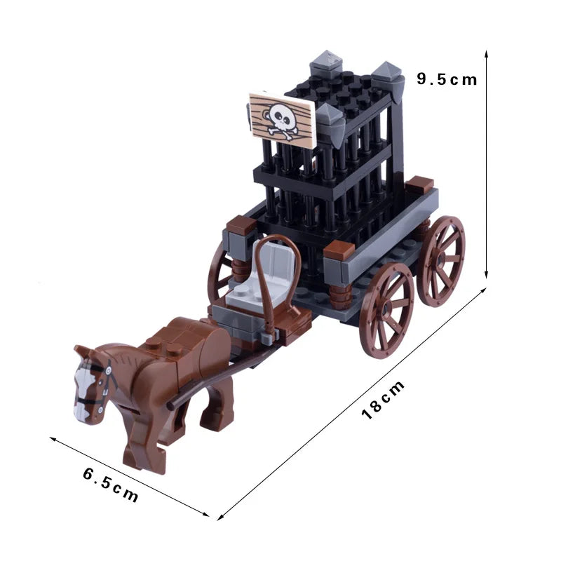MOC Medieval Military Carriage Carriage Chariot Knight Transport Carriage Weapons Figures Vegetable Wood Bricks Children's Toys