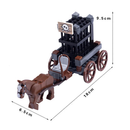 MOC Medieval Military Carriage Carriage Chariot Knight Transport Carriage Weapons Figures Vegetable Wood Bricks Children's Toys
