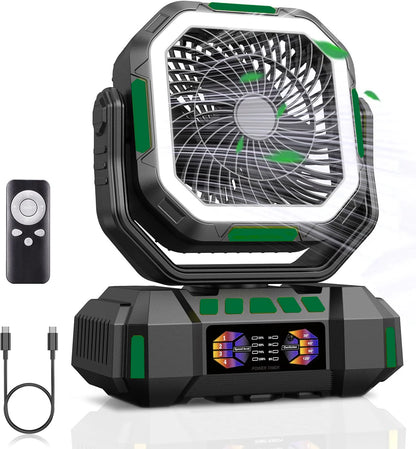 Camping Fan 40000mAh Battery Powered Fan Rechargeable  4 Speeds with LED Lantern -  Hanging Portable Outdoor cold fan Tent Fans