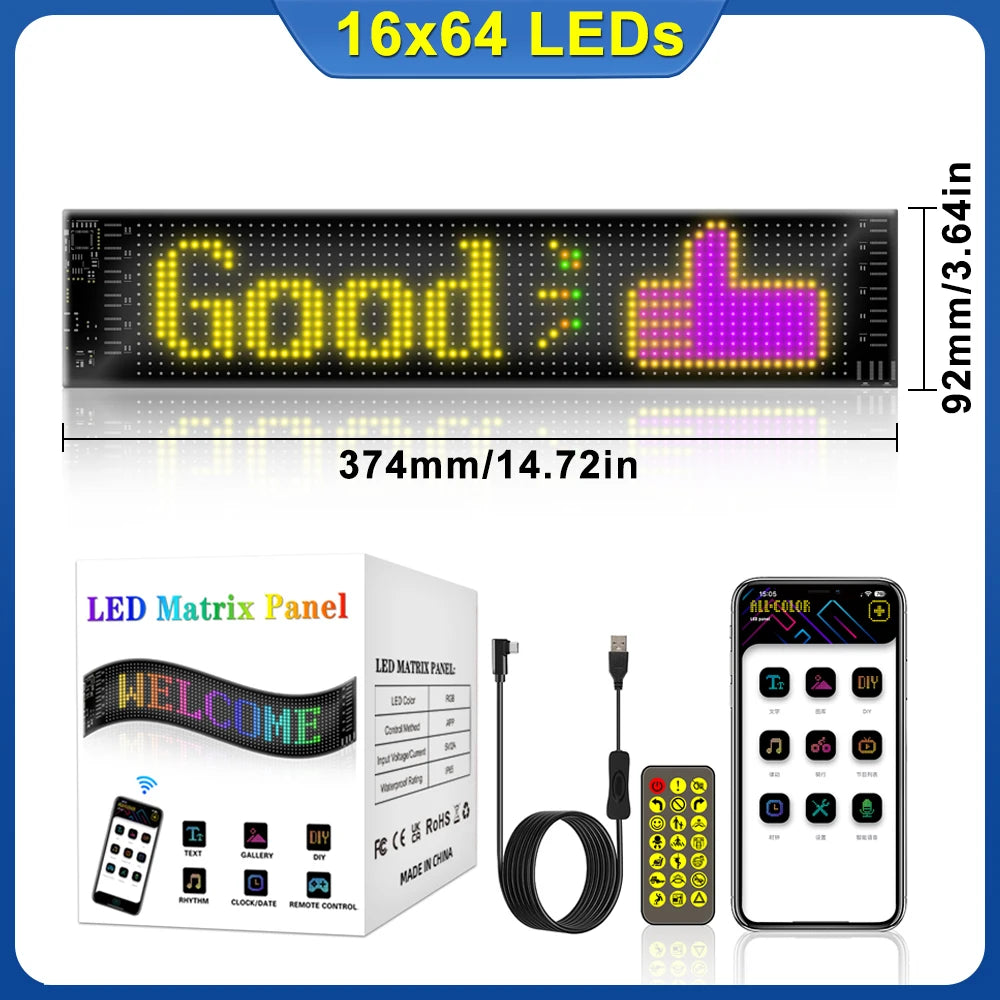 LED Devil Eyes Programmable LED Display Flexible for Car Board Windshield App Remote Control Custom Text Pattern Decor LED Light