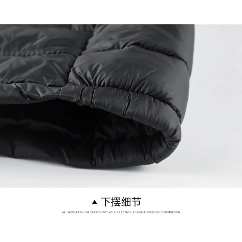 Men's Solid Color High Collar Parkas Zipper Pocket Puffer Jacket Man Autumn Winter Warm Thick Parka Coat Padded Overcoat for Men