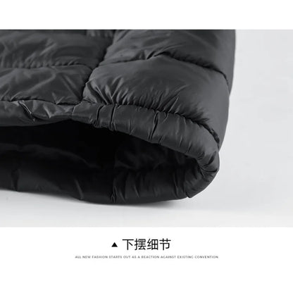 Men's Solid Color High Collar Parkas Zipper Pocket Puffer Jacket Man Autumn Winter Warm Thick Parka Coat Padded Overcoat for Men