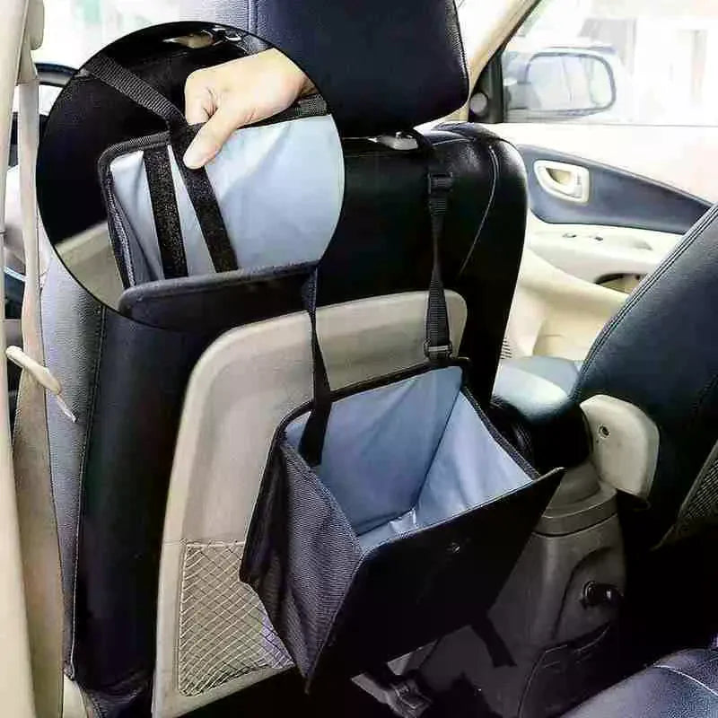 1pc Durable Oxford Cloth Car Trash Can - Multi-functional Folding Hanging Storage Bag, Zipper Compartment, Practical Design
