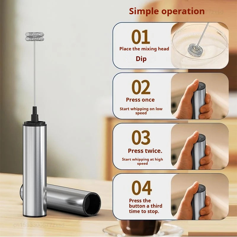 Electric Milk Frother Household 3 Speeds Rechargeable Coffee Blender Covered Storage for Drink Coffee Cooking Tool Kitchen Mixer