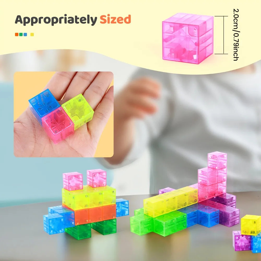 Colorful Magnetic Building Blocks Toy Transparent Magnetic Cubes Construction Preschool STEM Educational Sensory Kids Toys Gift