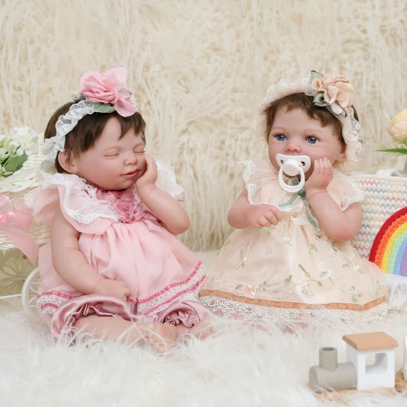 Cloveray 20 inch Collection Realistic Rebirth Baby Doll Cute Handmade Vinyl Doll High Quality Collection Simulation Toy Kid Gift