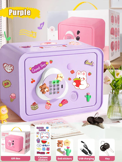 Children's Mini Fingerprint Piggy Bank Toys DIY Password Unlock Money Box Kids Savings Bank With Music Key Toy For 3 Yeas Gifts