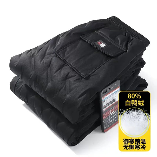 Winter New Fashion Trend Solid Color Thick Warm Down Pants For Men's Casual Loose Sports Plus Large Size High-Quality Pants 6XL
